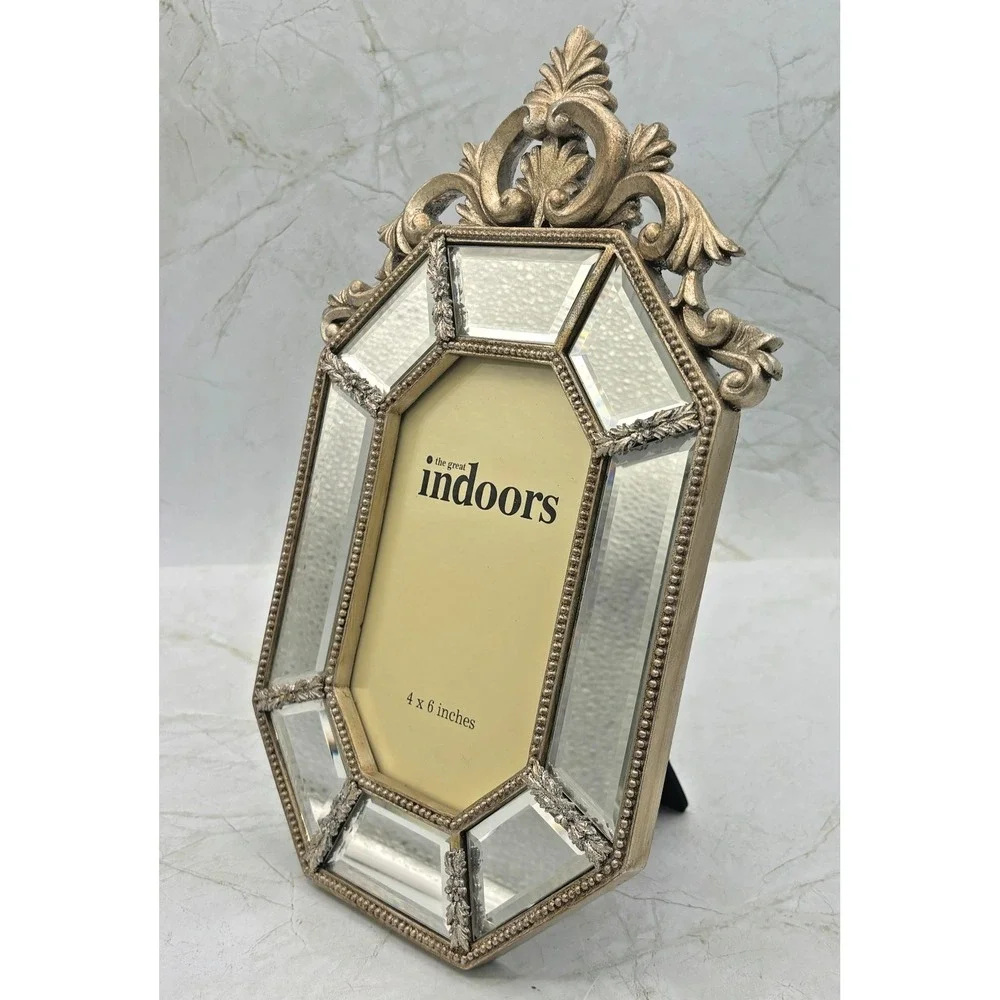 The‎ Great Indoors Beveled Mirrored 4x6 Picture Frame Octaganal Vintage Inspired